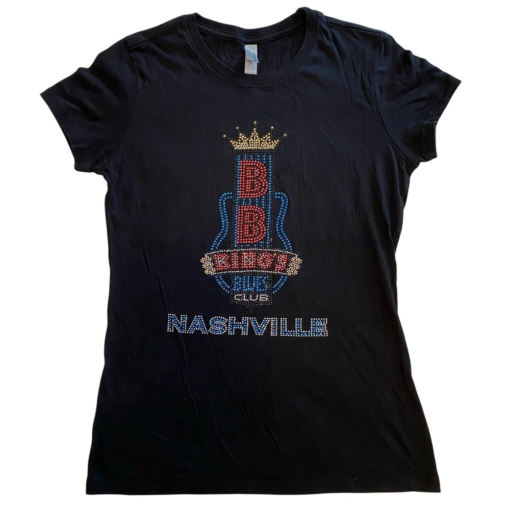 Next Level BB King's Blues Club Nashville Rhinestone Bedazzled T-shirt‎ Medium